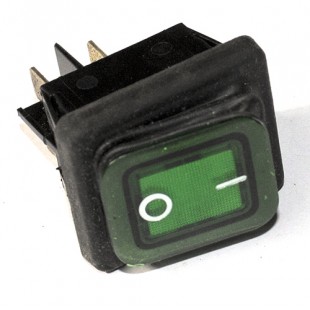 Переключатель клавишный одинарный широкий зеленый без лампочки (15А 250V)