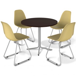 Комплект мебели обеденный SHT-DS12 (венге/бежевый/хром лак, стол+стулья), 2260х2260х840 мм