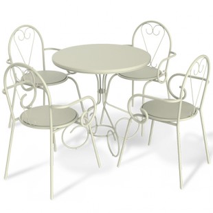 Комплект мебели обеденный SHT-T8 (белый, стол+стулья), 2320x2320x840мм