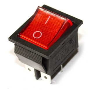 Переключатель клавишный одинарный широкий красный без лампочки (15А 250V)