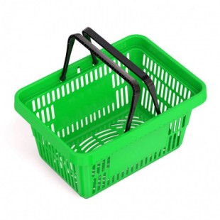 Корзина покупательская пластик SBP20 (440х305х200мм, 20л, 2 черн. ручки, зеленая)