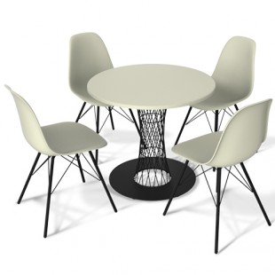 Комплект мебели обеденный SHT-DS8 (белый/черный, стол+стулья), 2320х2320х840 мм