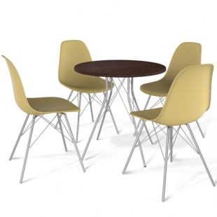 Комплект мебели обеденный SHT-DS7 (венге/бежевый/хром лак, стол+стулья), 1880x1880x840 мм