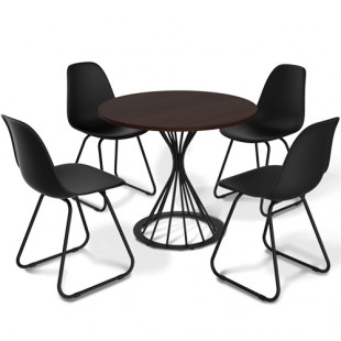 Комплект мебели обеденный SHT-DS9 (венге/черный, стол+стулья), 2220x2220x840мм