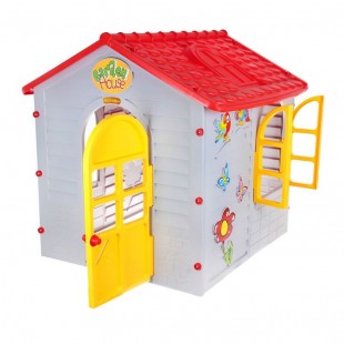 Детский малый игровой домик, фиолетовый с красной крышей