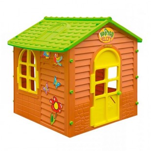 Детский малый игровой домик, коричневый с зеленой крышей