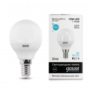 Лампа (LED) Светодиодная Gauss 10W 4100K Elementary Globe
