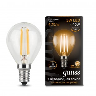 Лампа (LED) Светодиодная Gauss 5W 2700K